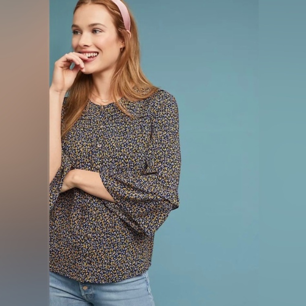 Anthropologie Maeve Mandie‎ Pleated Boho Blouse